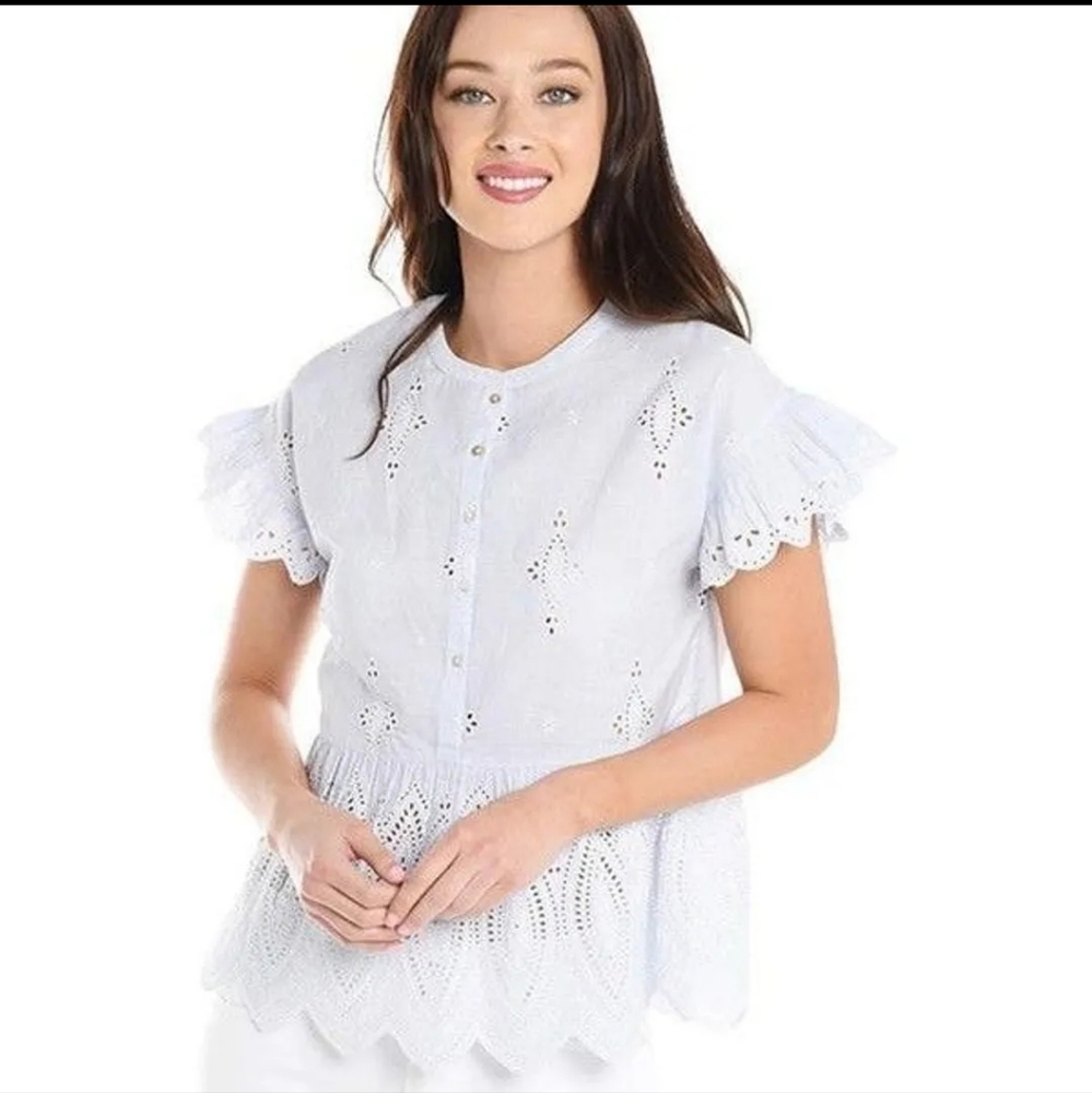 Joie Cerelia Eyelet Peplum Top